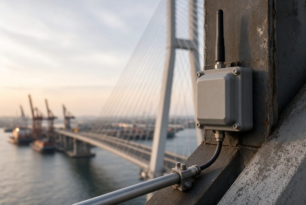 Sensors on a modern bridge or port.